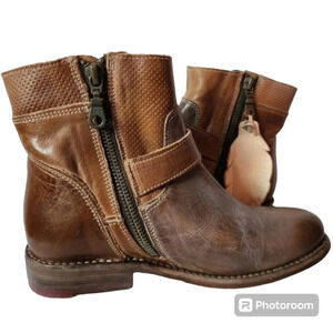 Bed|Stu Becca Rustic brown leather Ankle Boots booties Womens Sz 6 NWOB handmade